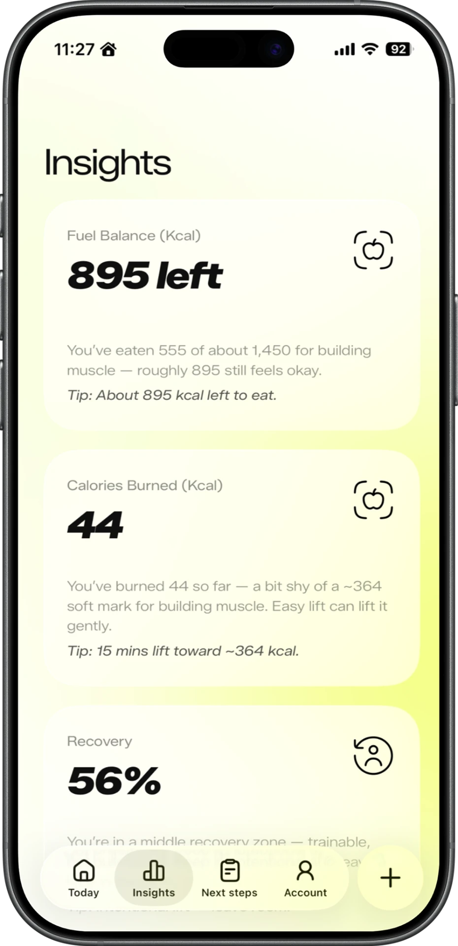 FuelBalance insights screen