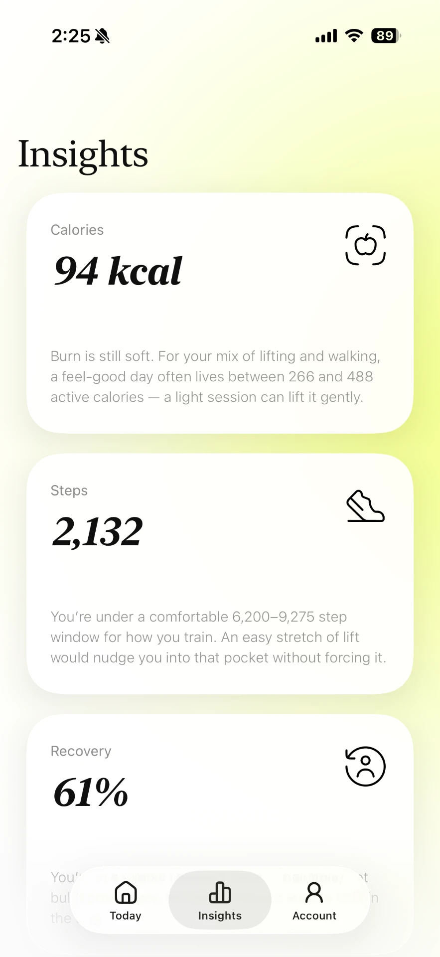 Pause insights screen